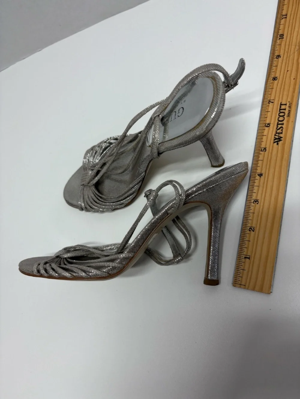 Guess by Marciano Silver Metallic Heeled Sandals - Size 7.5 - Picture 9 of 15